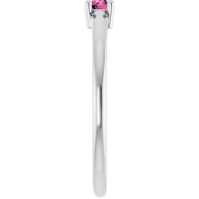 Round Pink Tourmaline Solitaire Ring in Gold and Platinum