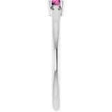 Round Pink Tourmaline Solitaire Ring in Gold and Platinum