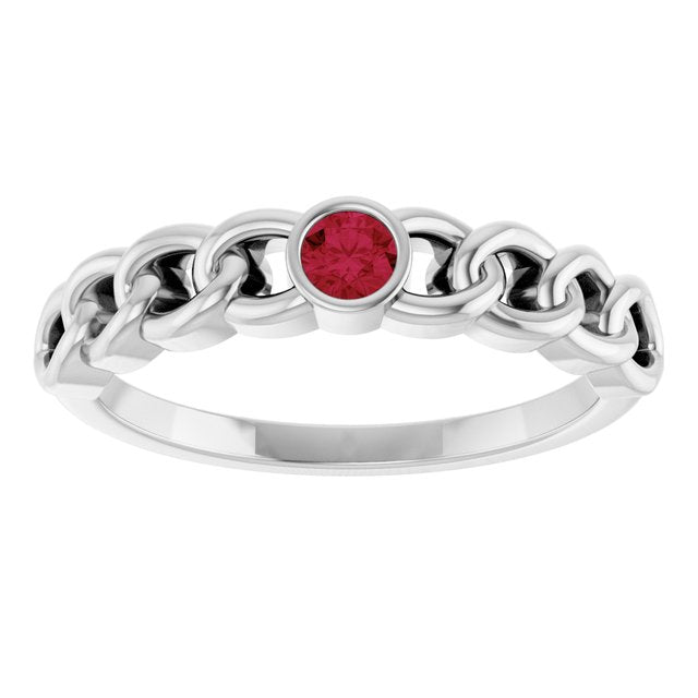 Round Ruby Stackable Ring in Gold