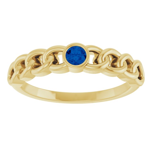 Round Blue Sapphire Stackable Ring in Gold