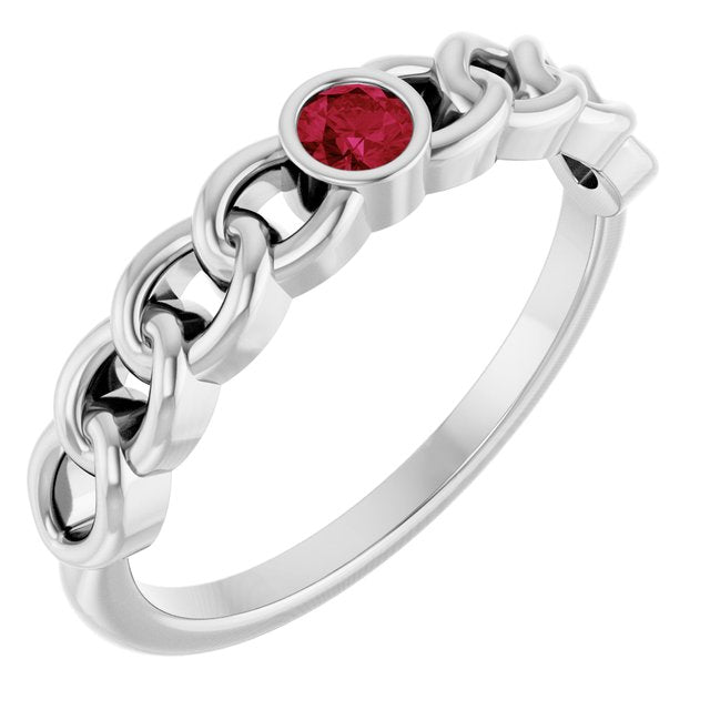 Round Ruby Stackable Ring in Gold