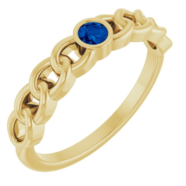 Round Blue Sapphire Stackable Ring in Gold