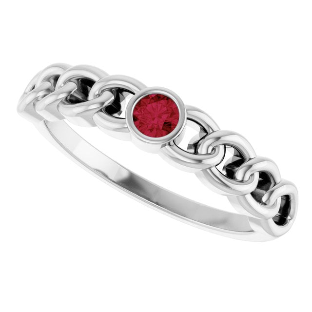 Round Ruby Stackable Ring in Gold