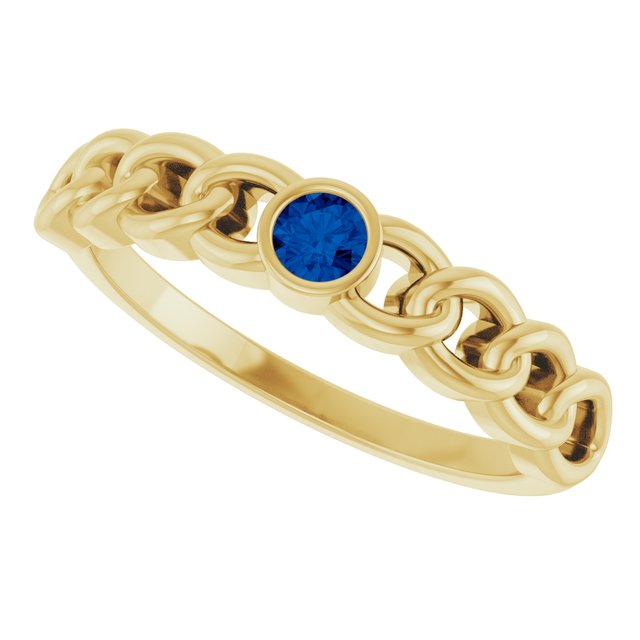 Round Blue Sapphire Stackable Ring in Gold