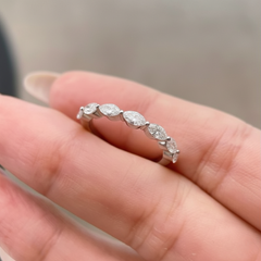 Marquise diamond wedding band, Shared prong diamond band