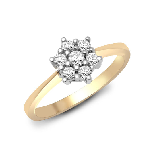 9K Yellow Gold Natural Diamond Cluster Ring