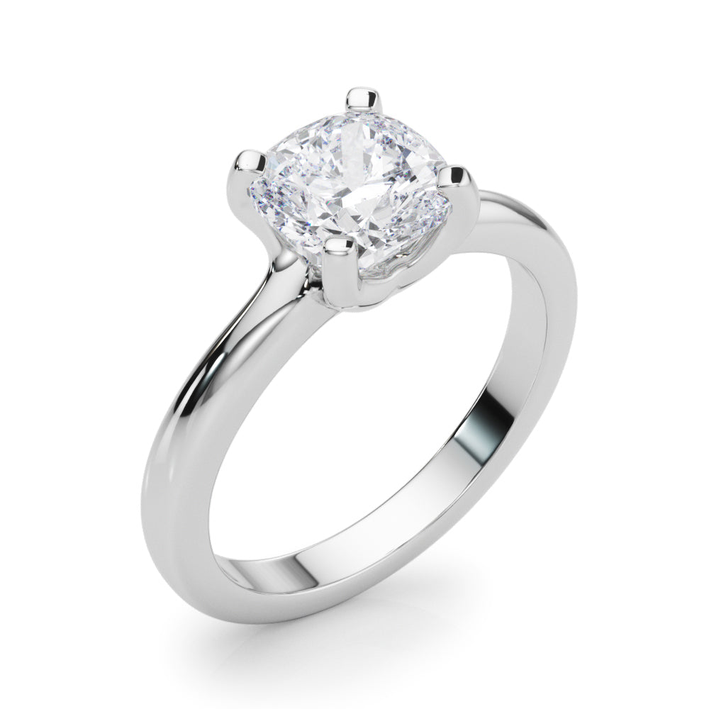 IGI Lab-Grown Cushion Diamond 4 Prong Solitaire Engagement Ring, D Color VVS Clarity