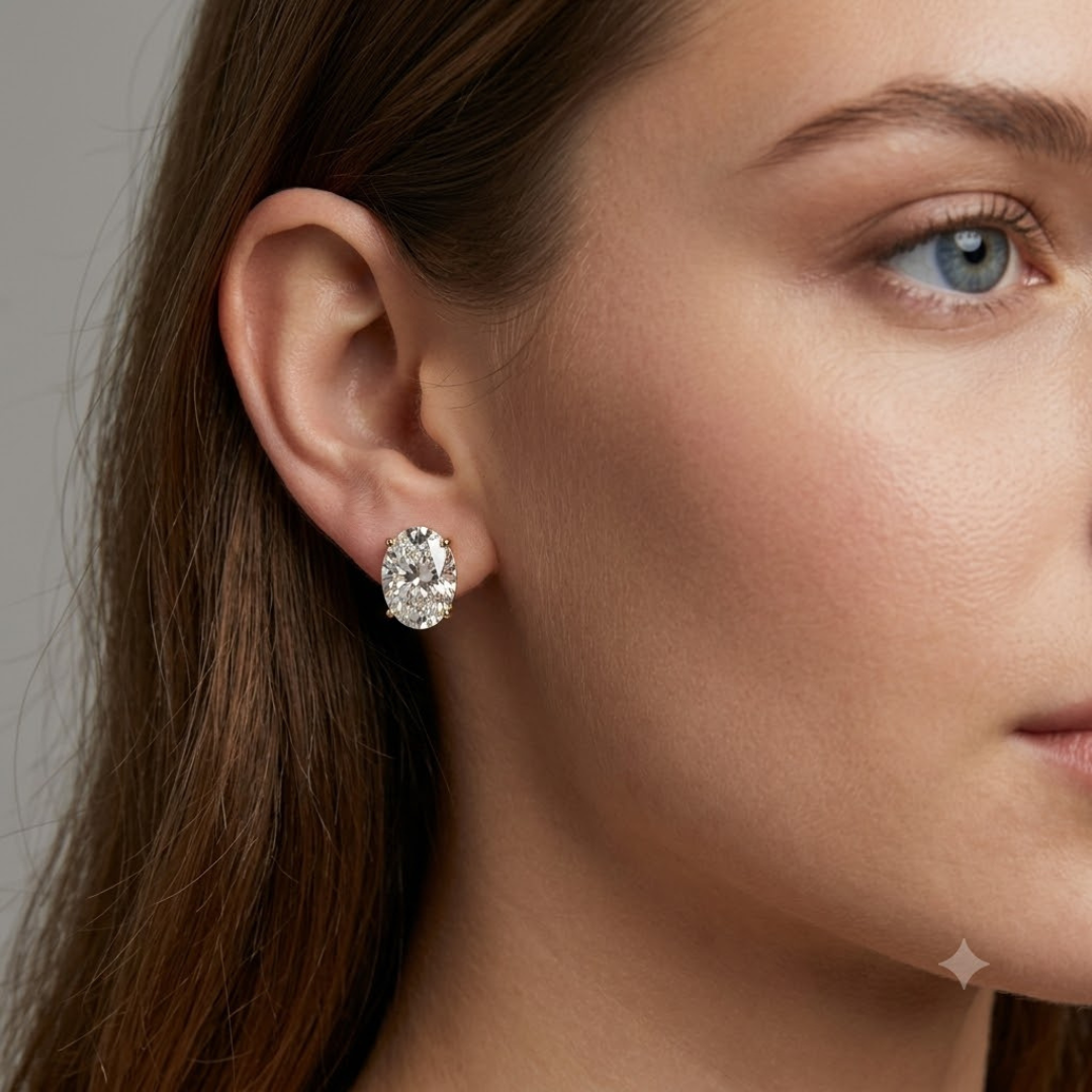 Lab-Grown Diamond Stud Earrings For Women | Oval Cut