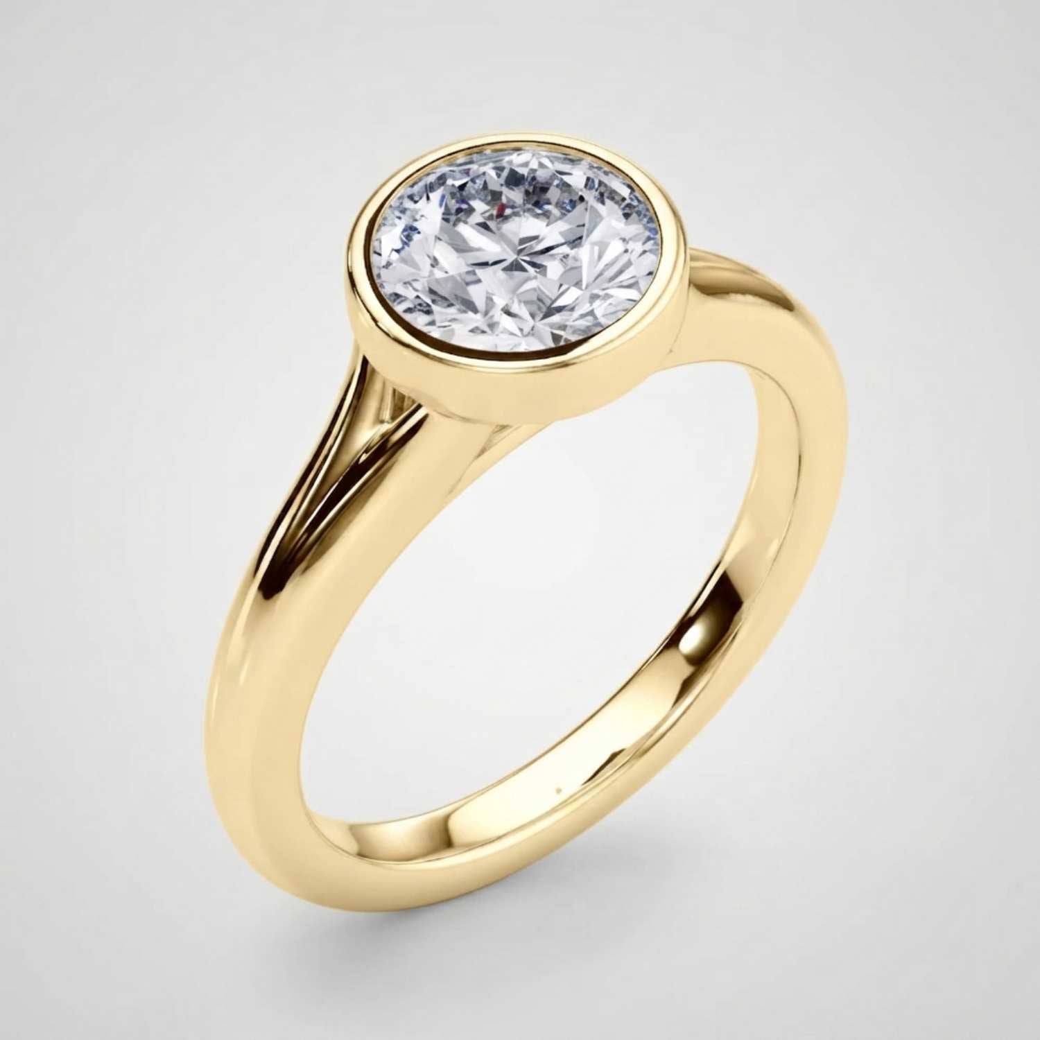 Lab Grown Diamond Round Solitaire Engagement Ring |  D-VVS | Bezel Set