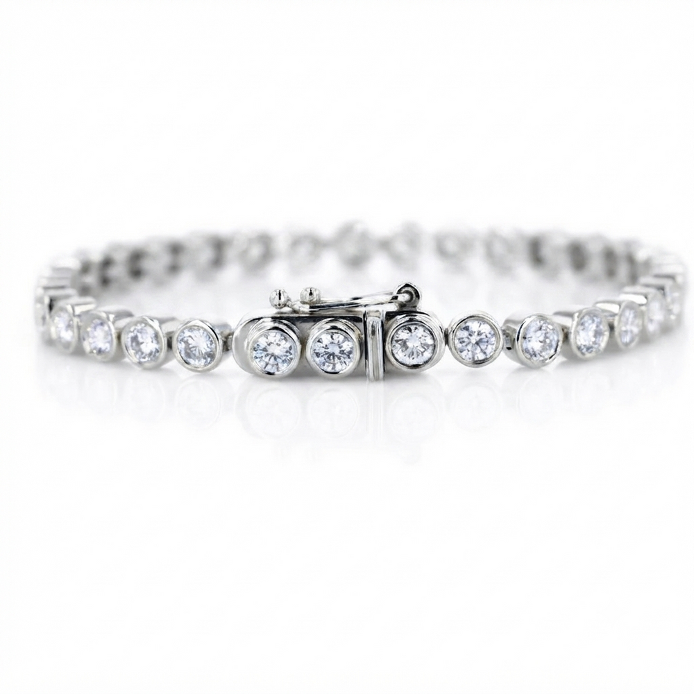 round diamond bezel set diamond tennis bracelet for women for birthday gift