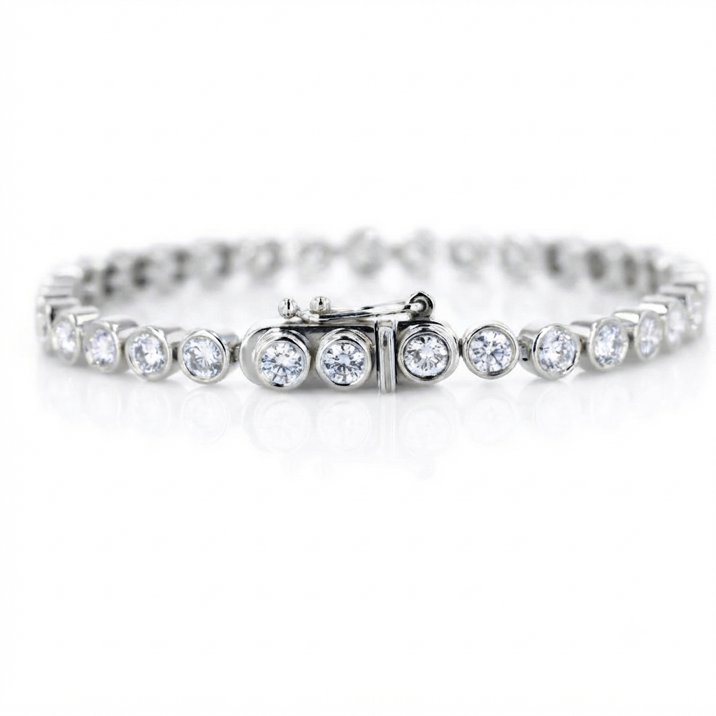 round diamond bezel set diamond tennis bracelet for women for birthday gift