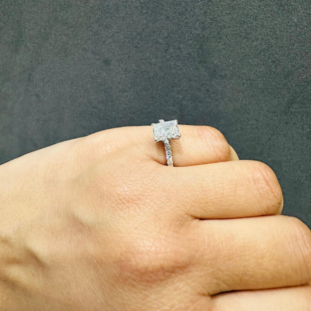 IGI Certified Solitaire Radiant Cut Lab Grown Diamond Engagement Ring 9K White Gold  