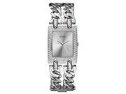 Montre femme GUESS – Bracelet à maillons en acier inoxydable, cadran argenté