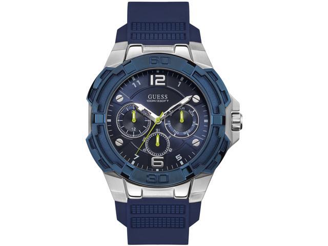 GUESS Men's Genesis Watch W1254G1 – Blue Dial, Stainless Steel Case