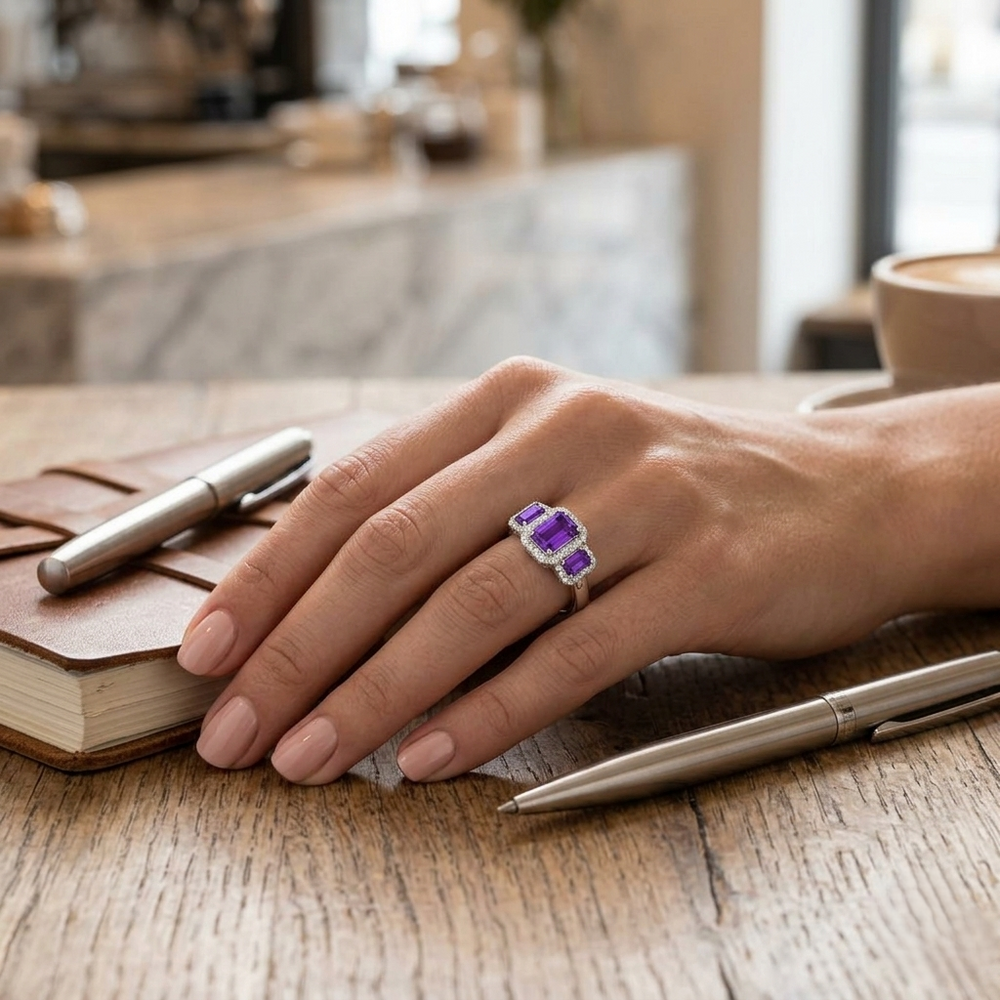 Diamond Halo Ring, Natural Diamond Ring