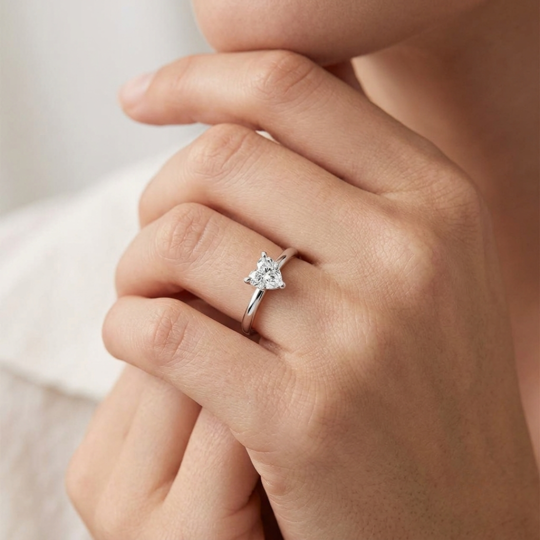 Heart White Sapphire Symbols Ring in Platinum