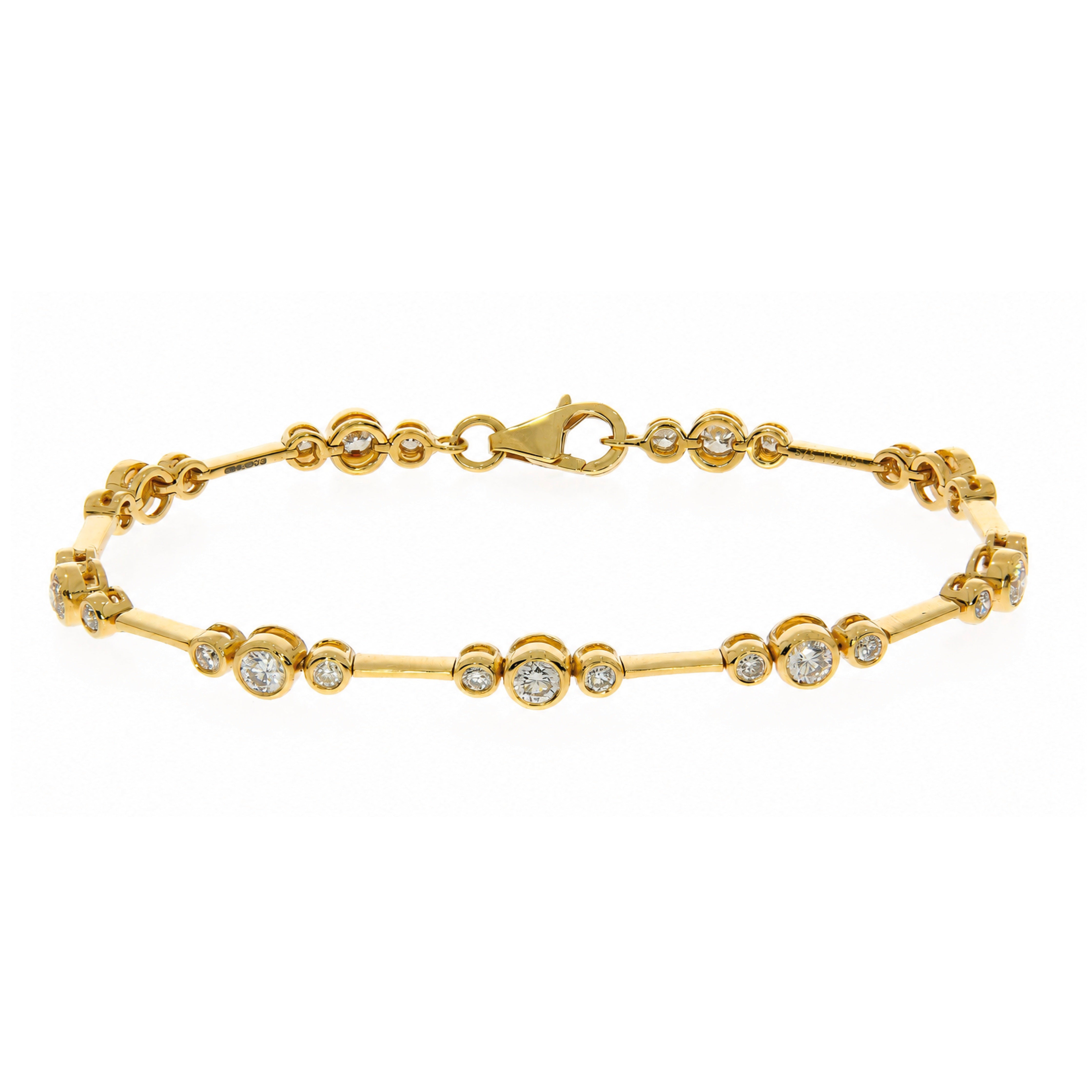 WGI FG/VS-SI 3.00ct Natural Round Diamond Bracelet, 9K Yellow Gold Ready To Ship