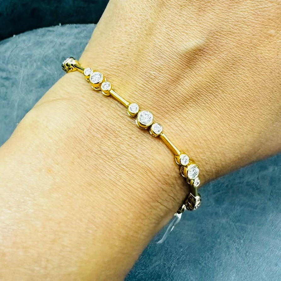 WGI FG/VS-SI 3.00ct Natural Round Diamond Bracelet, 9K Yellow Gold Ready To Ship