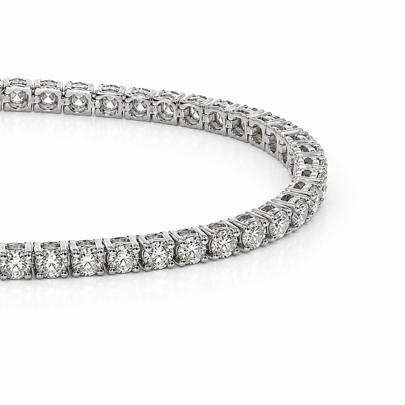 WGI 7.01Ct Natural Round Diamond Tennis Bracelet 18k White Gold Ready To Ship