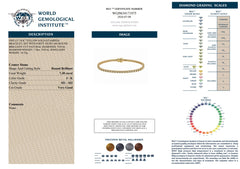WGI 7.30Ct Natural Round Diamond Tennis Bracelet 18k Yellow Gold Ready To Ship