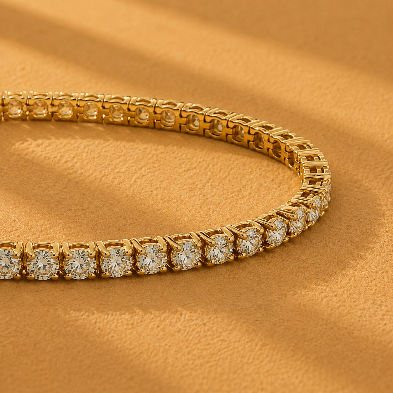 WGI 7.30Ct Natural Round Diamond Tennis Bracelet 18k Yellow Gold Ready To Ship