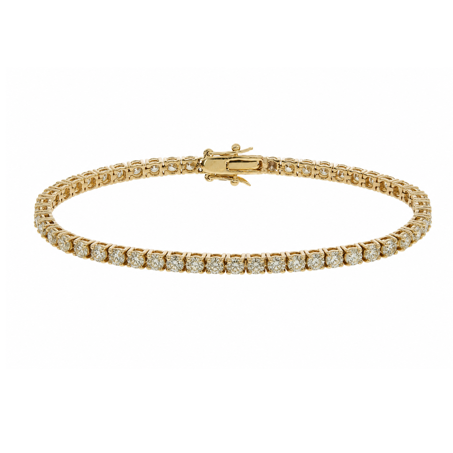 WGI 7.30Ct Natural Round Diamond Tennis Bracelet 18k Yellow Gold Ready To Ship