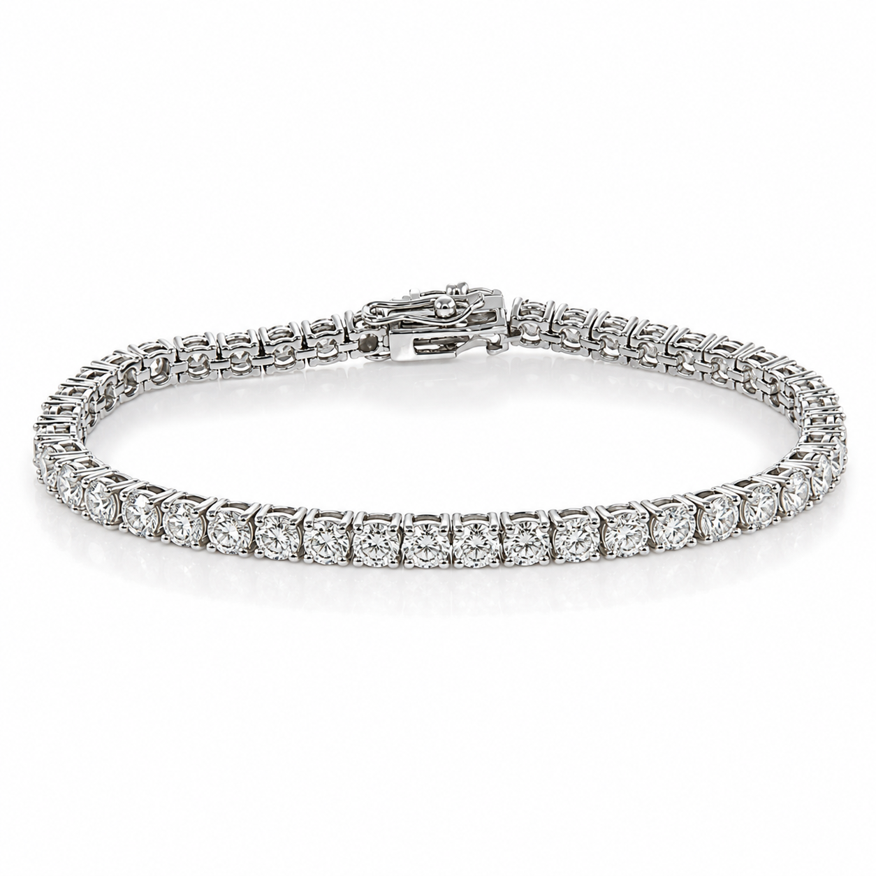WGI 8.10ct Natural Round Diamond Tennis Bracelet in Platinum Ready To Ship