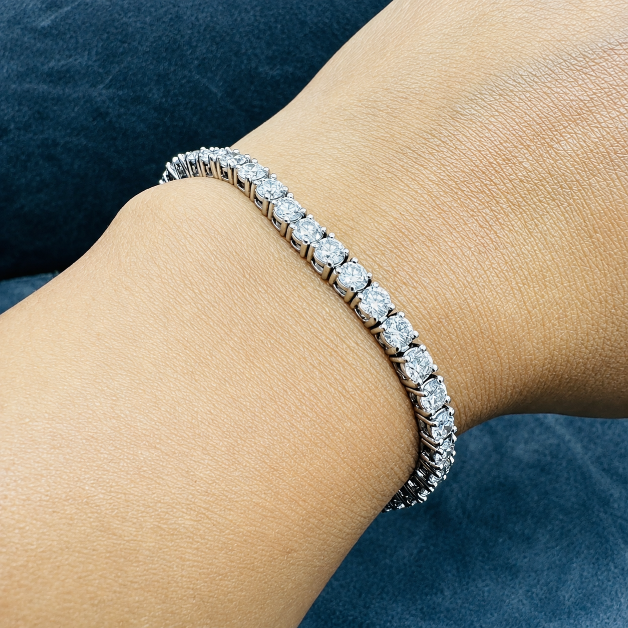 WGI 8.10ct Natural Round Diamond Tennis Bracelet in Platinum Ready To Ship