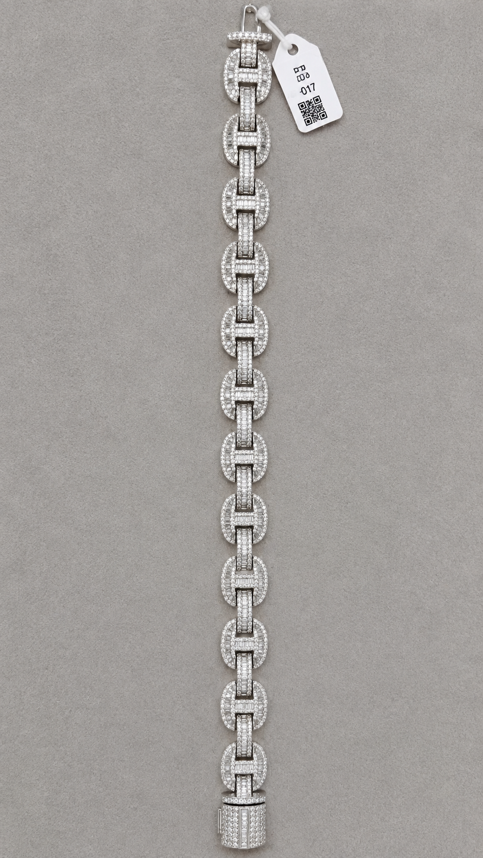 WGI 8.10Carat Natural Baguette & Round Diamond Vintage Bracelet 9k White Gold Ready To Ship