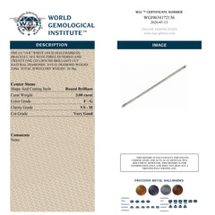 WGI Certified F-G/VS-SI 3.00Ct Natural Round Diamond 3 Line Bracelet in 14K White Gold