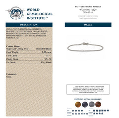 WGI 2.25ct FG/VS-SI Natural Diamond Tennis Bracelet Platinum Ready To Ship 7.5"