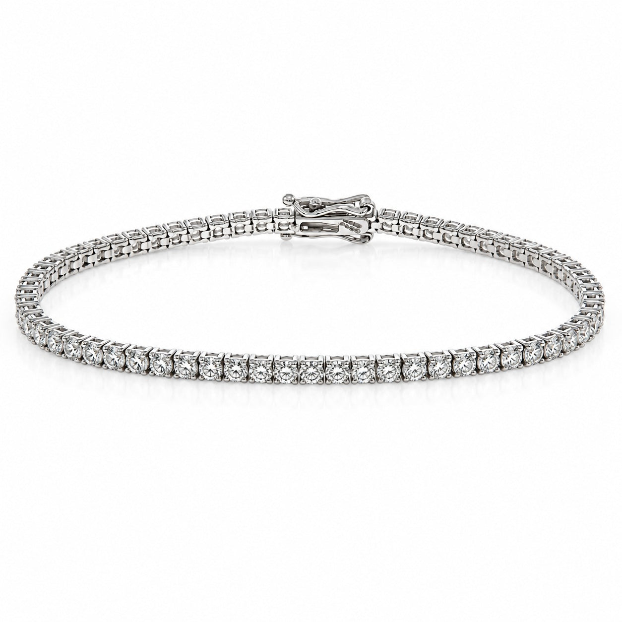 WGI 3.75Ct Natural Round Diamond Tennis Bracelet 18k White Gold Ready To Ship