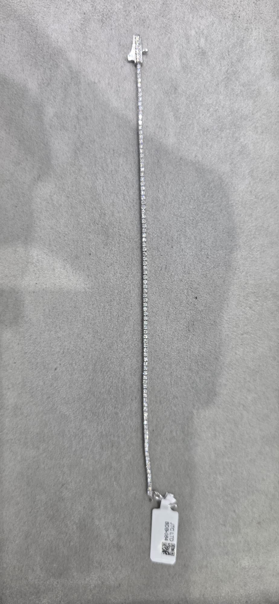 WGI 1.22Ct Natural Round Diamond Tennis Bracelet 18k White Gold Ready To Ship