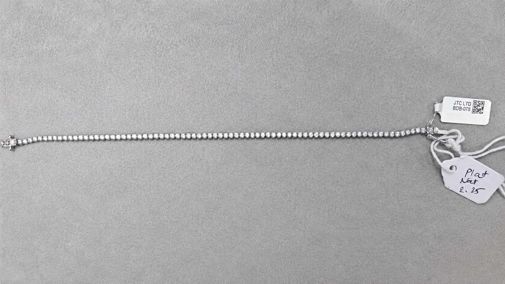 WGI 2.25ct FG/VS-SI Natural Diamond Tennis Bracelet,Platinum Ready To Ship 7.5"