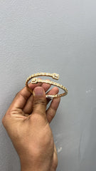 WGI 5.03 Carat Natural Round and Baguette Diamond Bangle, 14K Yellow Gold Ready To Ship