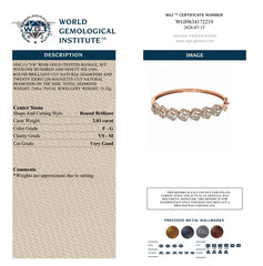 WGI 2.03Ct Natural Baguette & Round Diamond Designer Bangle 9k Rose Gold Ready To Ship