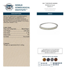 WGI 3.12Ct Natural Princess & Round Diamond Designer Bangle 9k White Gold Ready To Ship