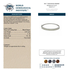 WGI 3.15Ct Natural Princess & Round Diamond Designer Bangle 9k White Gold Ready To Ship