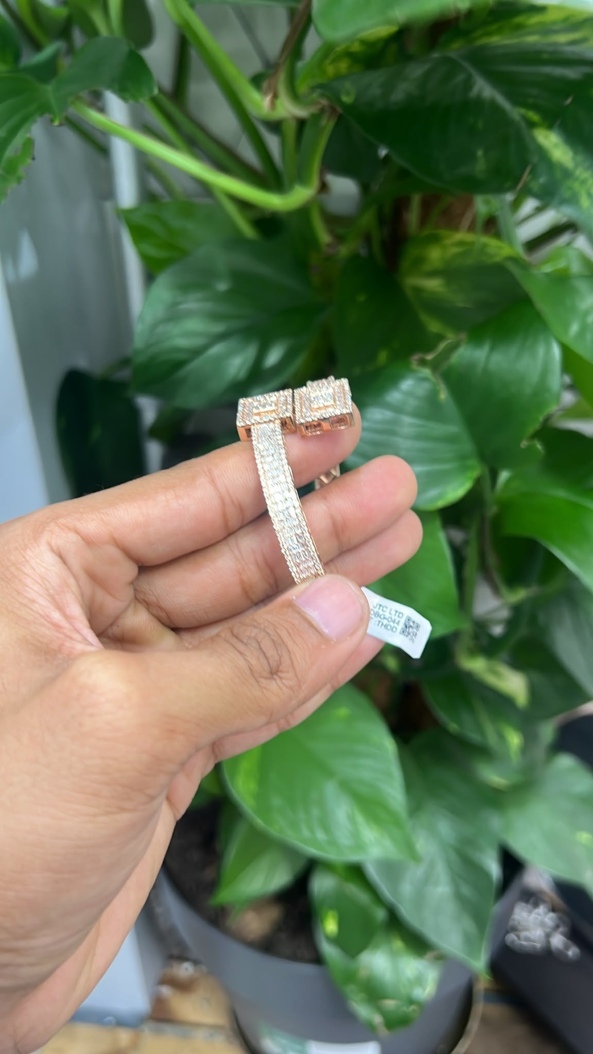 WGI 6.10Ct Natural Baguette & Round Diamond Designer Bangle 9k Rose Gold Ready To Ship