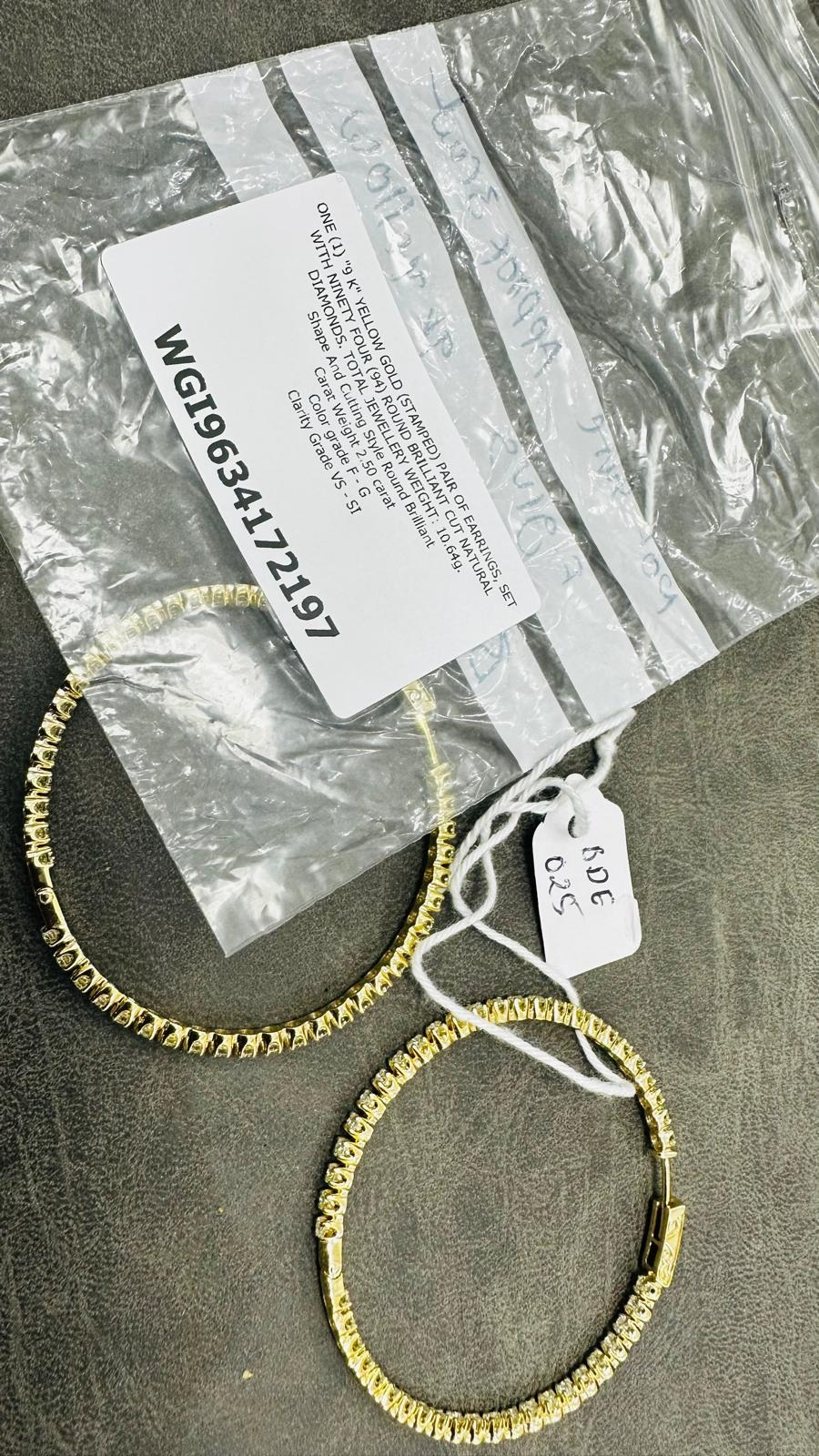 WGI 2.50Ct Natural Round Diamond Hoop Earring 9k White Gold Ready To Ship