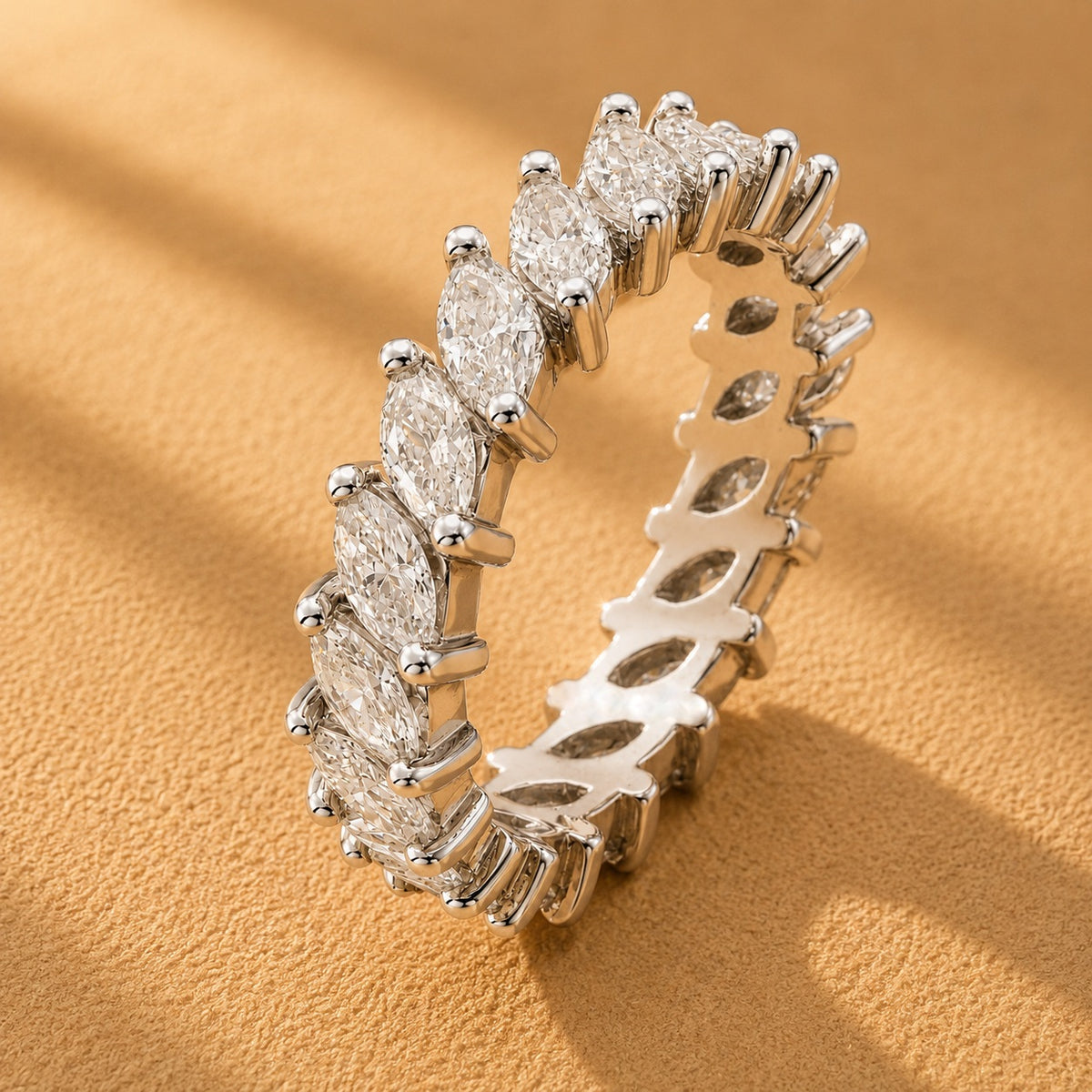 WGI 2.50Ct Natural Marquise Diamond Full Etenrity Ring 950 Platinum Ready To Ship