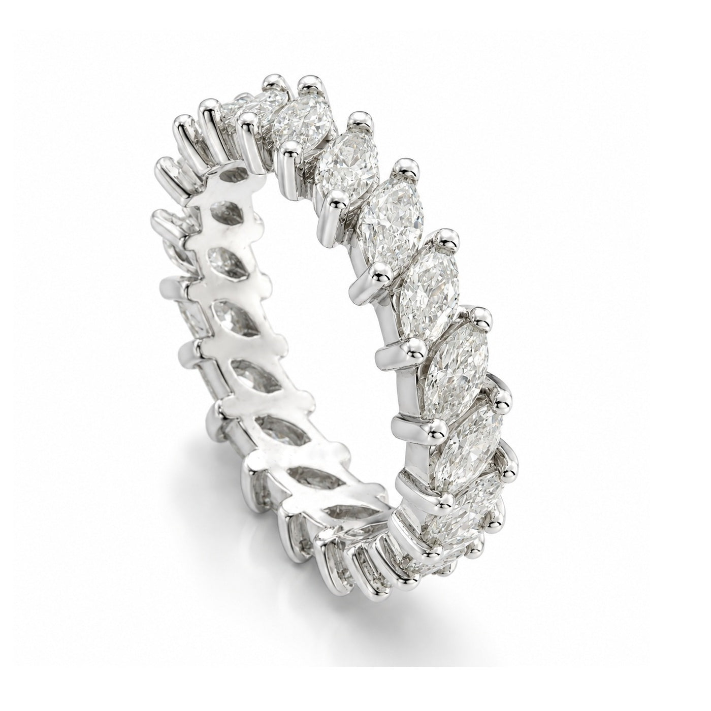 WGI 2.50Ct Natural Marquise Diamond Full Etenrity Ring 950 Platinum Ready To Ship