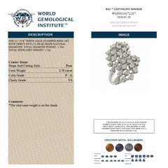 WGI 2.76Ct Natural Pear Diamond Fancy Ring 14k White Gold Ready To Ship