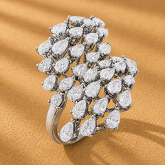 WGI 2.76Ct Natural Pear Diamond Fancy Ring 14k White Gold Ready To Ship
