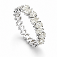 WGI 1.04Ct Natural Pear Diamond Half Etenrity Ring 18k White Gold Ready To Ship