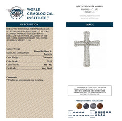 WGI 7.00Ct Natural Baguette & Round Diamond Cross Pendant 9k White Gold Ready To Ship