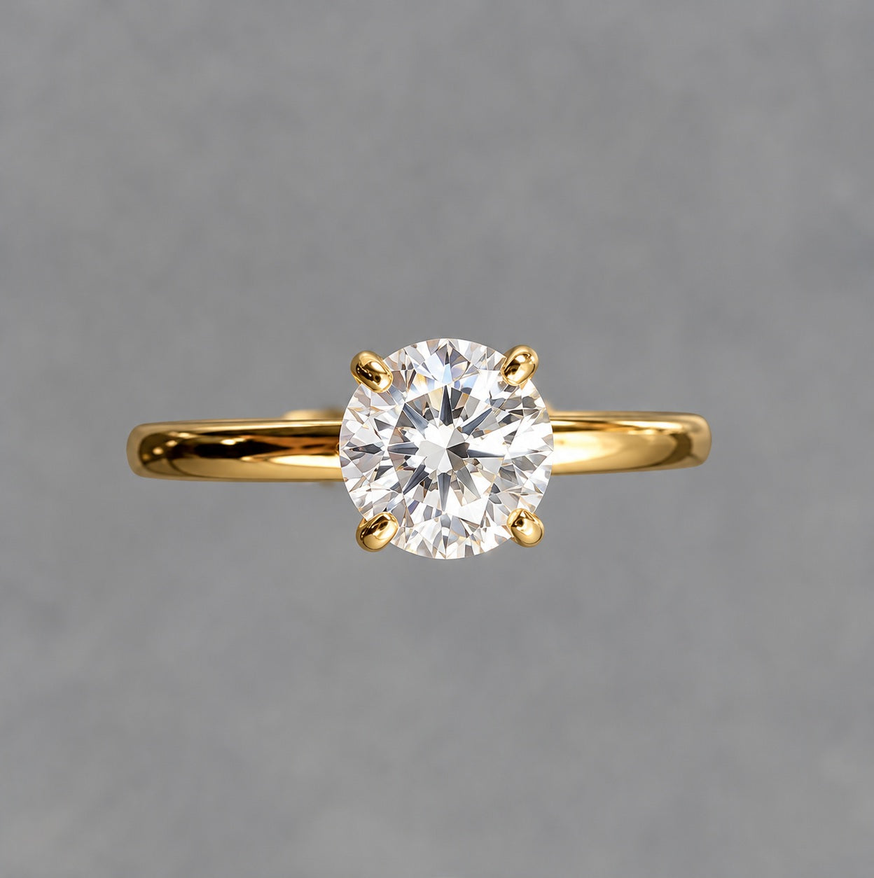 IGI 1.51Carat D/VS Lab Grown Round Diamond Solitaire Ring 18k Yellow Gold Ready To Ship