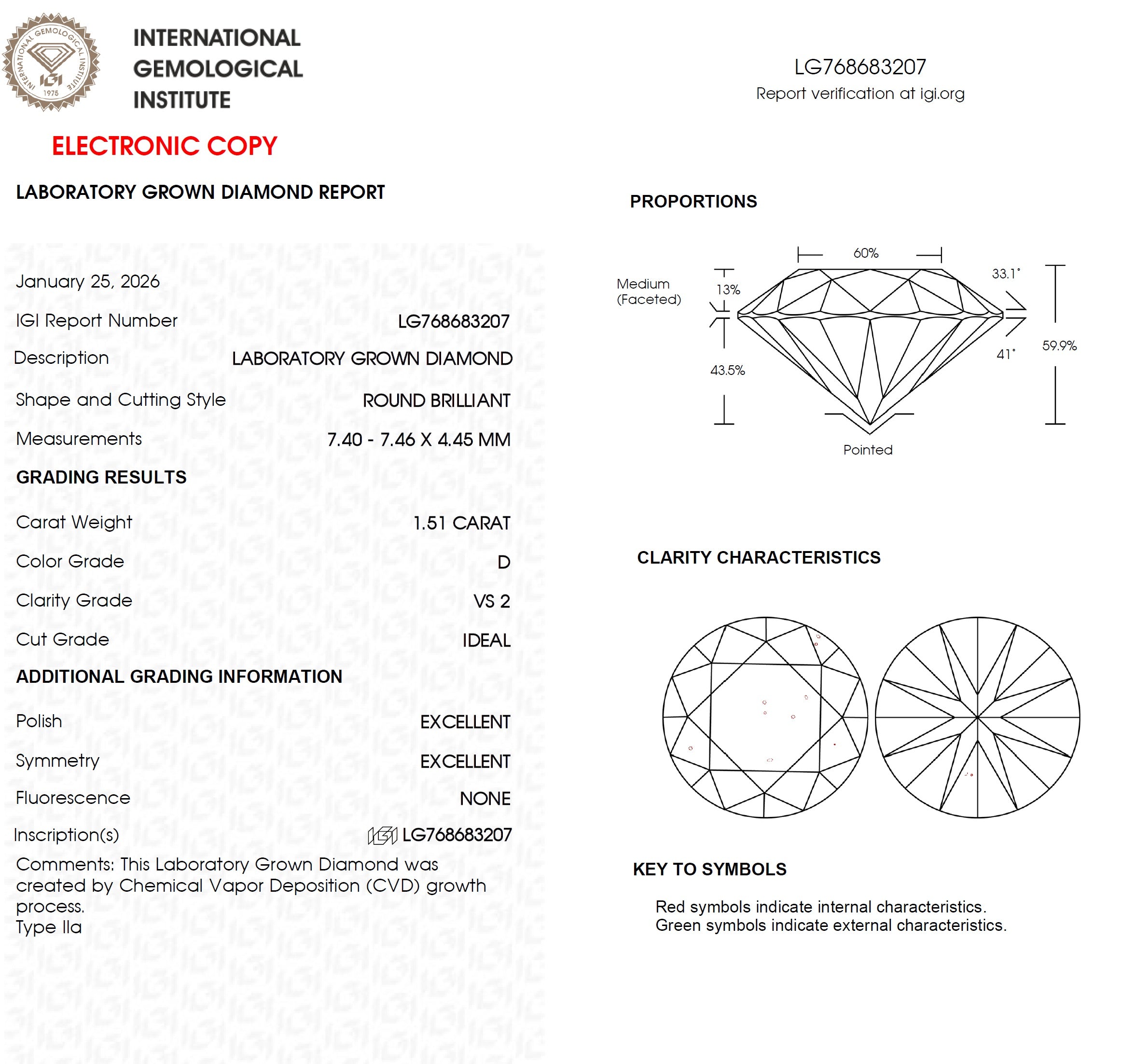 IGI 1.51Carat D/VS Lab Grown Round Diamond Solitaire Ring 18k Yellow Gold Ready To Ship
