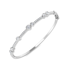 1.5 Carat D-E/VS Lab Grown Round Diamond Bubble Bangle 9k White Gold Ready To Ship