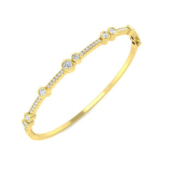 1.5 Carat D-E/VS Lab Grown Round Diamond Bubble Bangle 9k Yellow Gold Ready To Ship